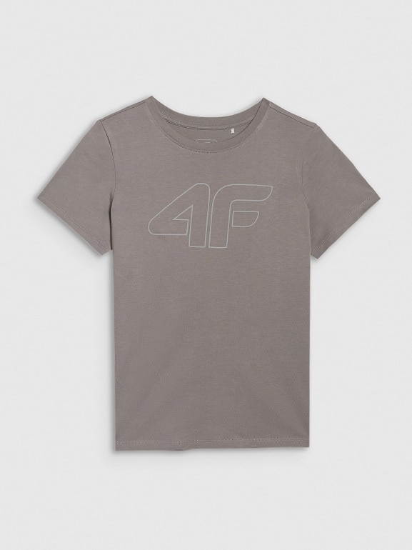 Chłopięcy t-shirt z nadrukiem 4F 4FJRAW25TTSHM3261 - szary