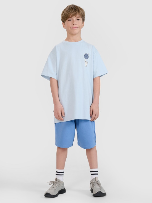 Chłopięcy t-shirt z nadrukiem 4F 4FJRSS25TTSHM2639 - niebieski