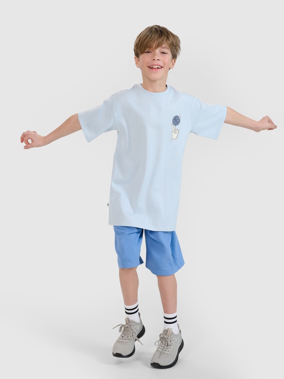 Chłopięcy t-shirt z nadrukiem 4F 4FJRSS25TTSHM2639 - niebieski