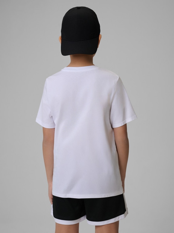 Chłopięcy t-shirt z nadrukiem 4F 4FJRSS26TTSHM3599 - biały