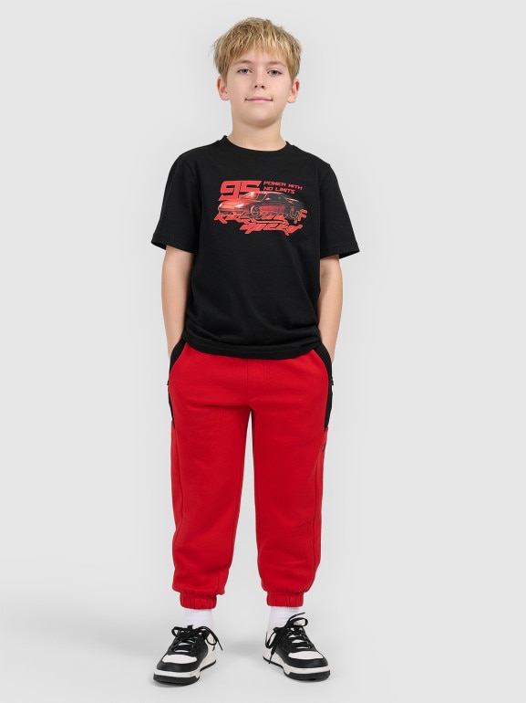 Chłopięcy t-shirt z nadrukiem 4F 4FJRSS26TTSHM3681 - czarny