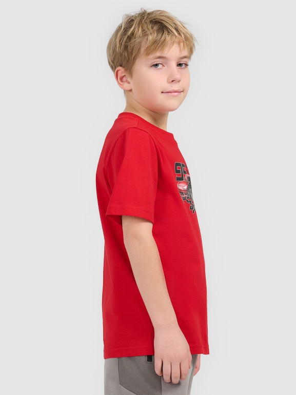 Chłopięcy t-shirt z nadrukiem 4F 4FJRSS26TTSHM3681 - czerwony