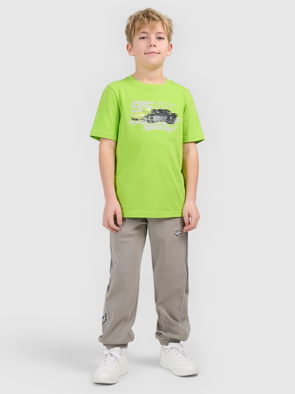 Chłopięcy t-shirt z nadrukiem 4F 4FJRSS26TTSHM3681 - zielony