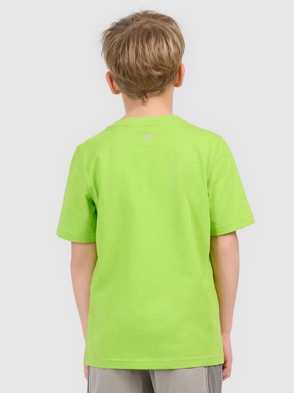 Chłopięcy t-shirt z nadrukiem 4F 4FJRSS26TTSHM3681 - zielony