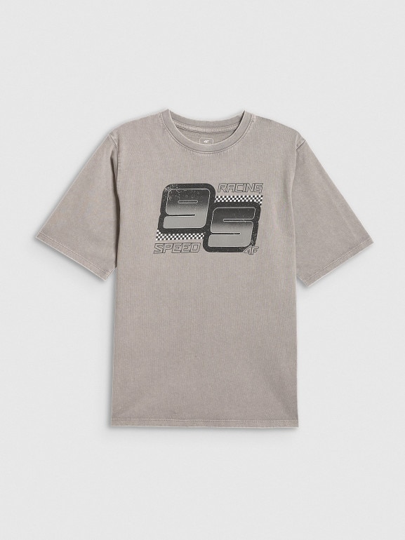 Chłopięcy t-shirt z nadrukiem 4F 4FJRSS26TTSHM3684 - szary