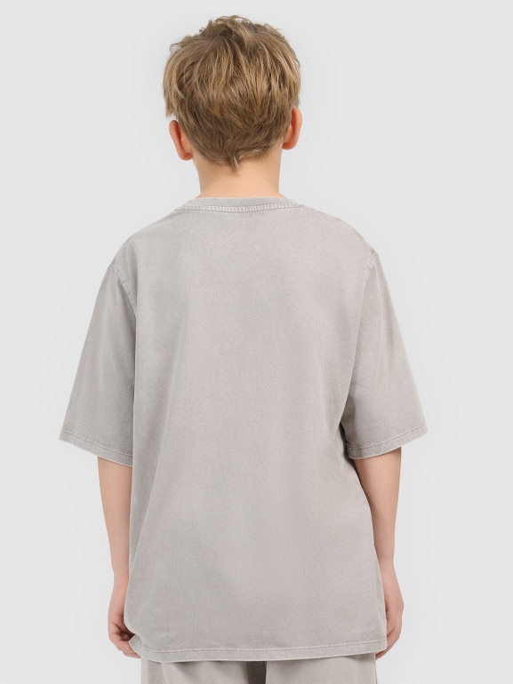 Chłopięcy t-shirt z nadrukiem 4F 4FJRSS26TTSHM3684 - szary