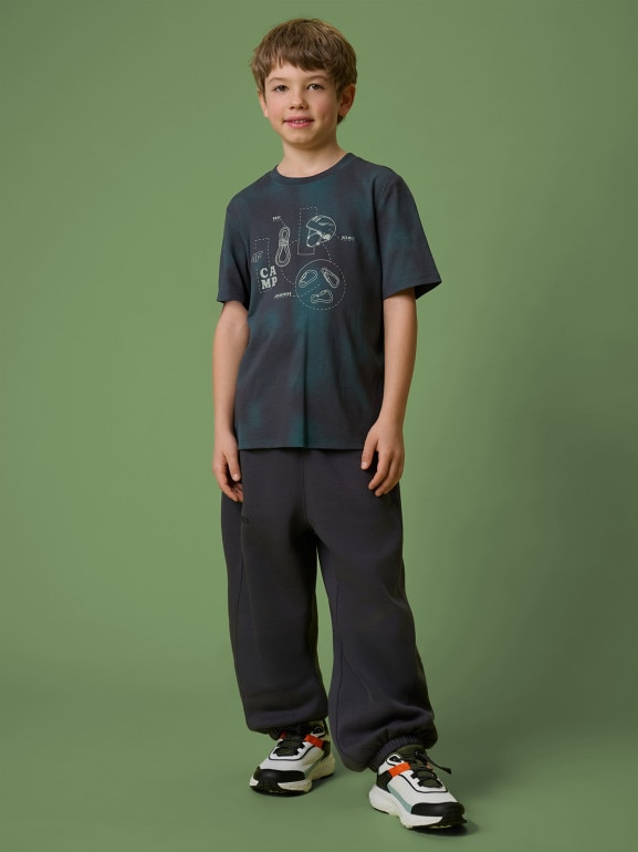 Chłopięcy t-shirt z nadrukiem 4F 4FJRSS26TTSHM3693 - szary
