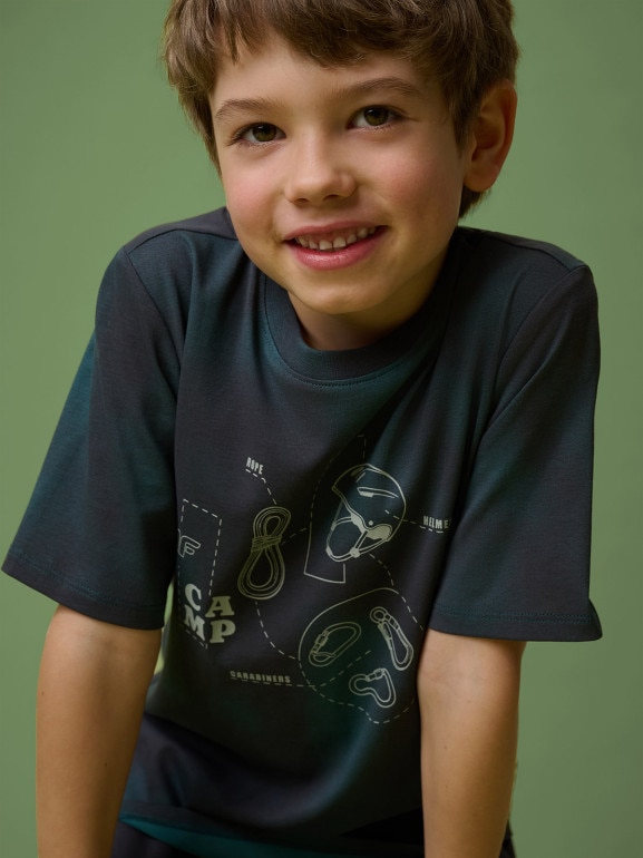 Chłopięcy t-shirt z nadrukiem 4F 4FJRSS26TTSHM3693 - szary