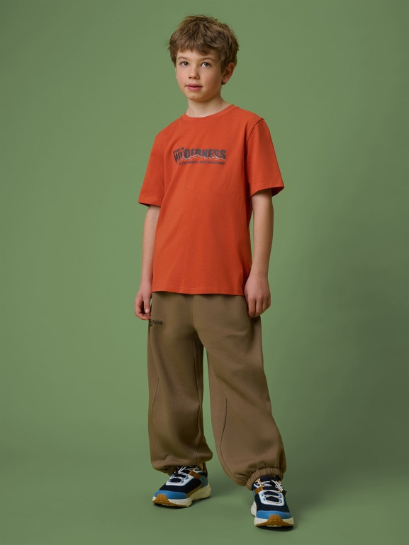 Chłopięcy t-shirt z nadrukiem 4F 4FJRSS26TTSHM3695 - pomarańczowy