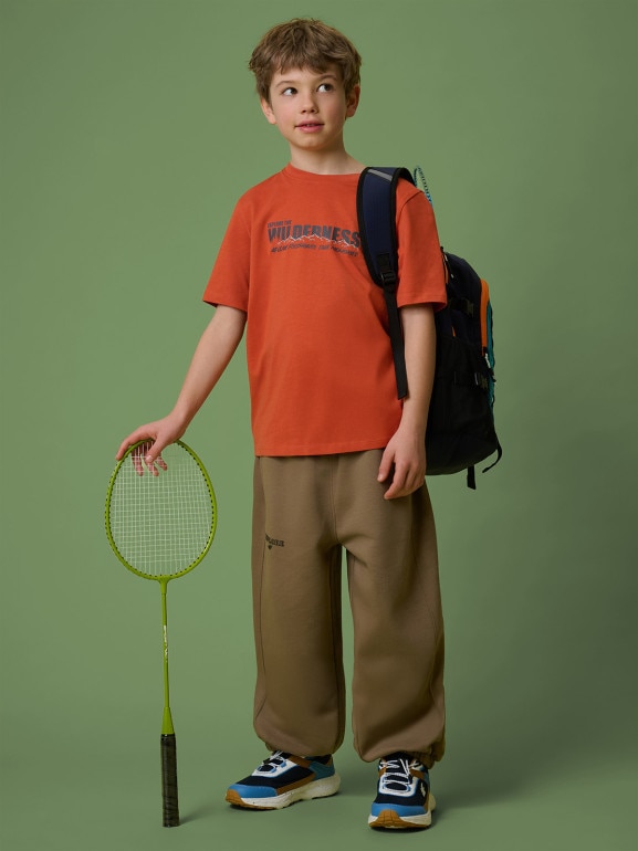 Chłopięcy t-shirt z nadrukiem 4F 4FJRSS26TTSHM3695 - pomarańczowy