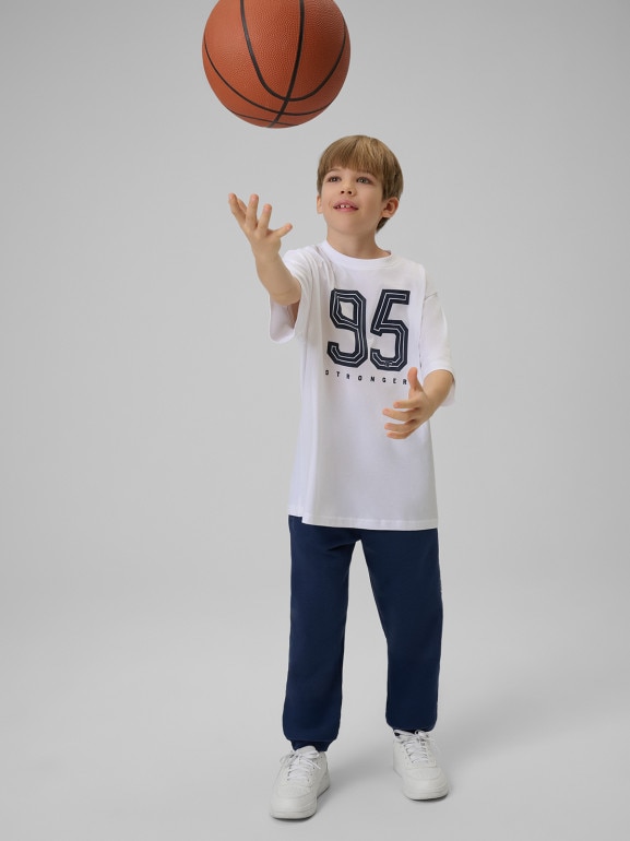 Chłopięcy t-shirt z nadrukiem 4F 4FJRSS26TTSHM3786 - biały