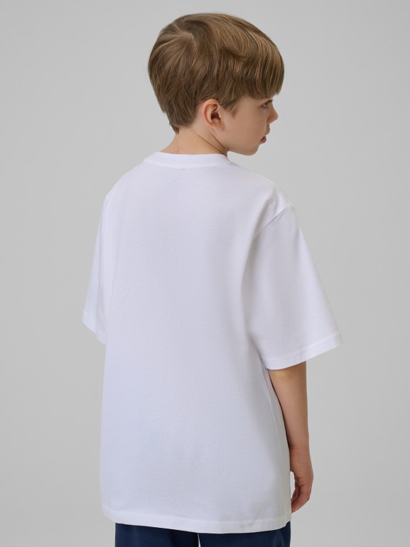 Chłopięcy t-shirt z nadrukiem 4F 4FJRSS26TTSHM3786 - biały