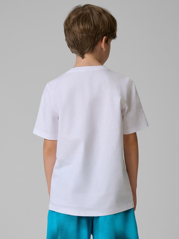 Chłopięcy t-shirt z nadrukiem 4F 4FJRSS26TTSHM3830 - biały