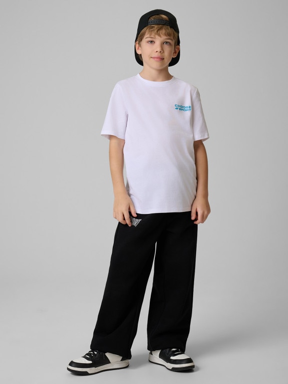Chłopięcy t-shirt z nadrukiem 4F 4FJRSS26TTSHM3832 - biały