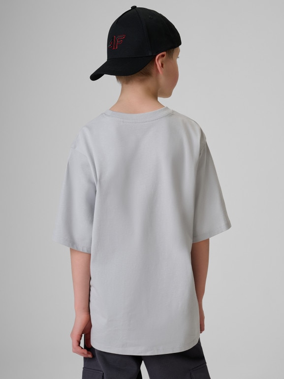 Chłopięcy t-shirt z nadrukiem 4F 4FJRSS26TTSHM3857 - szary