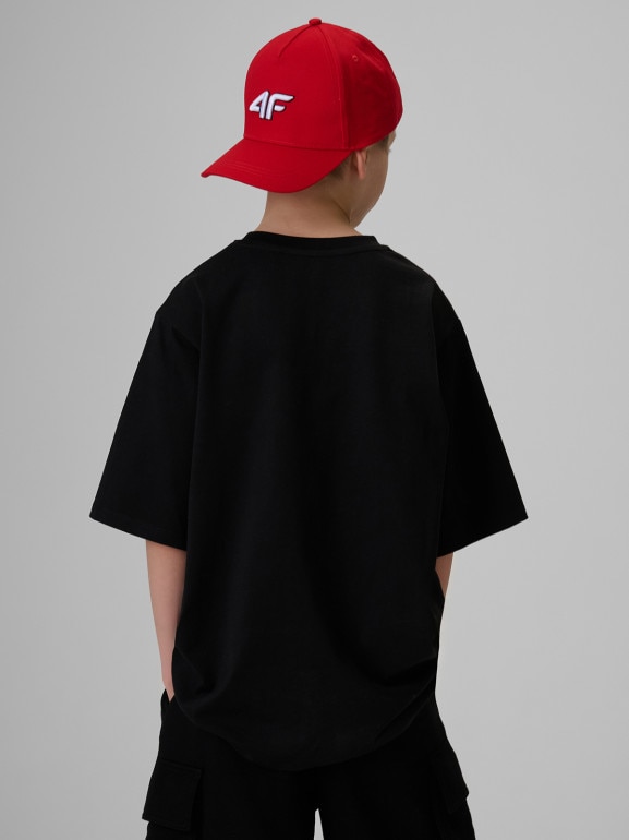 Chłopięcy t-shirt z nadrukiem 4F 4FJRSS26TTSHM3860 - czarny