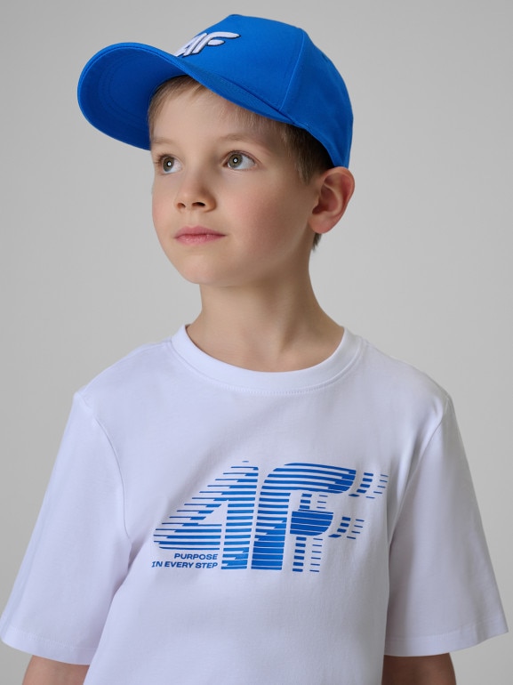 Chłopięcy t-shirt z nadrukiem 4F 4FJRSS26TTSHM3864 - biały