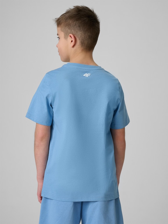 Chłopięcy t-shirt z nadrukiem 4F 4FJRSS26TTSHM3902 - niebieski