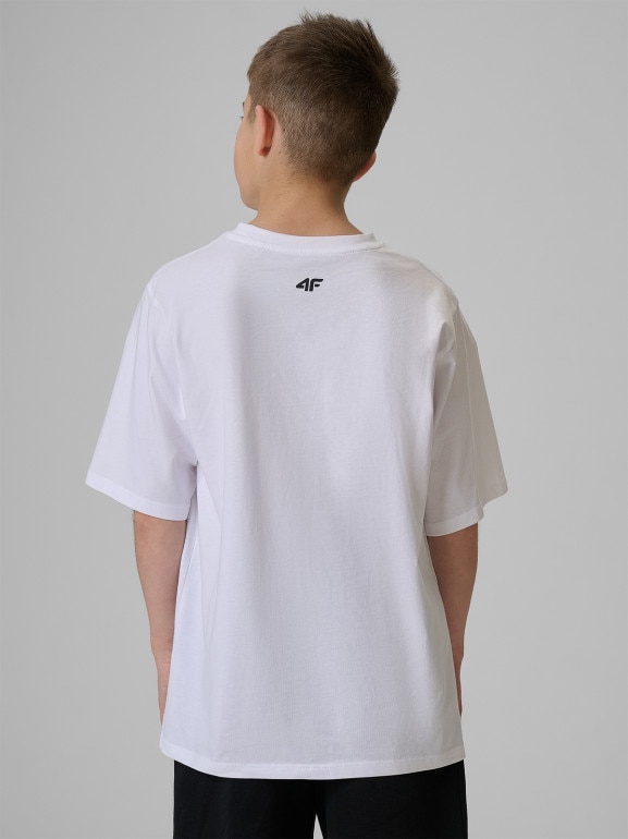 Chłopięcy t-shirt z nadrukiem 4F 4FJRSS26TTSHM3904 - biały