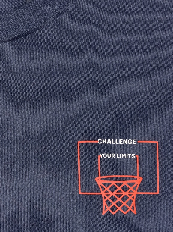 Chłopięcy t-shirt z nadrukiem 4F 4FJWAW25TTSHM2412 - granatowy