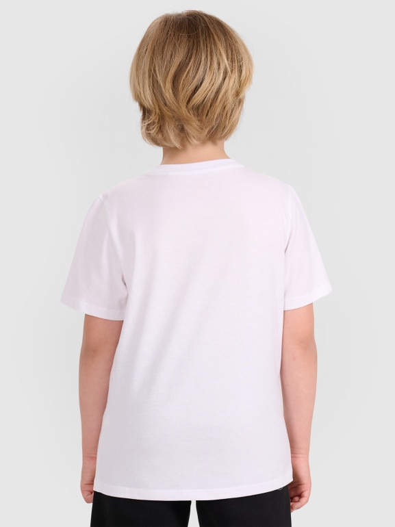 Chłopięcy t-shirt z nadrukiem 4F 4FJWAW25TTSHM2413 - biały