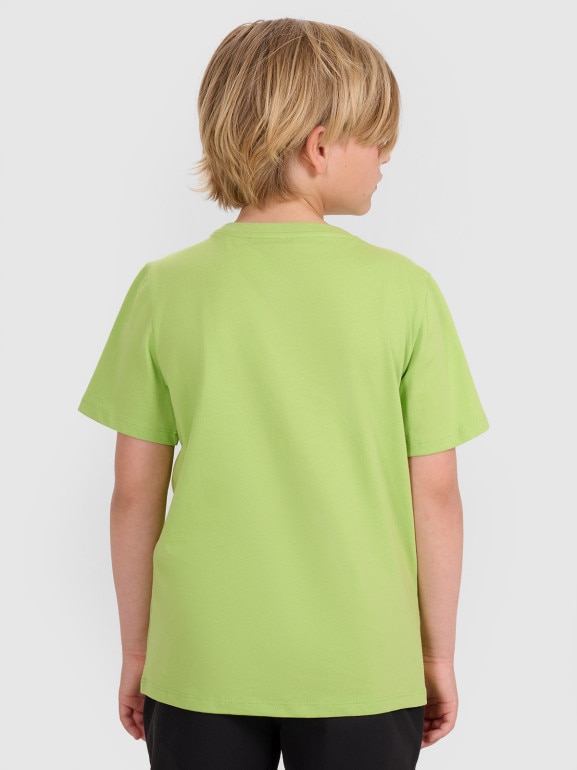 Chłopięcy t-shirt z nadrukiem 4F 4FJWAW25TTSHM2413 - zielony