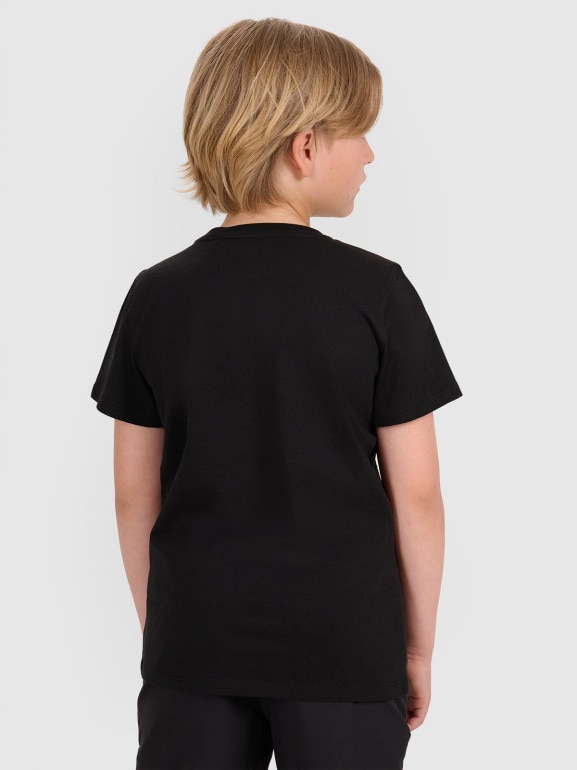 Chłopięcy t-shirt z nadrukiem 4F 4FJWAW25TTSHM2417 - czarny
