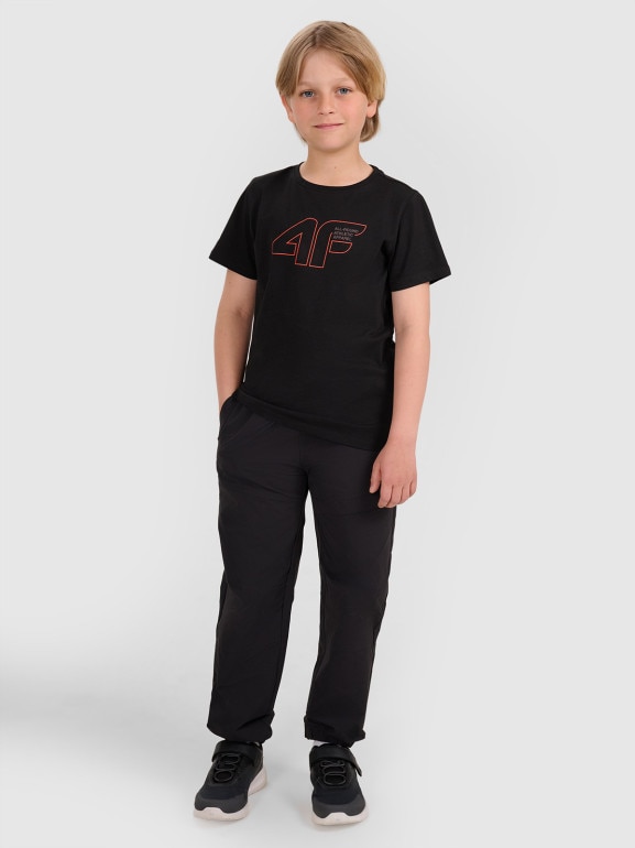 Chłopięcy t-shirt z nadrukiem 4F 4FJWAW25TTSHM2417 - czarny