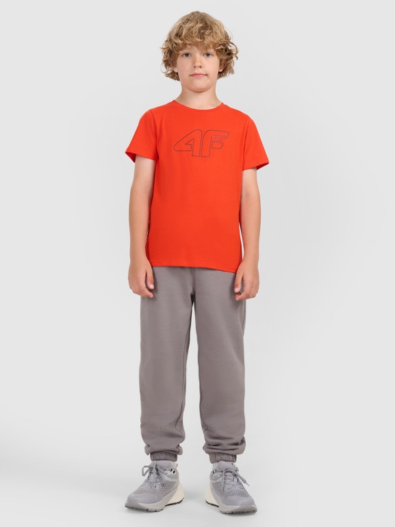 Chłopięcy t-shirt z nadrukiem 4F 4FJWAW25TTSHM2417 - czerwony