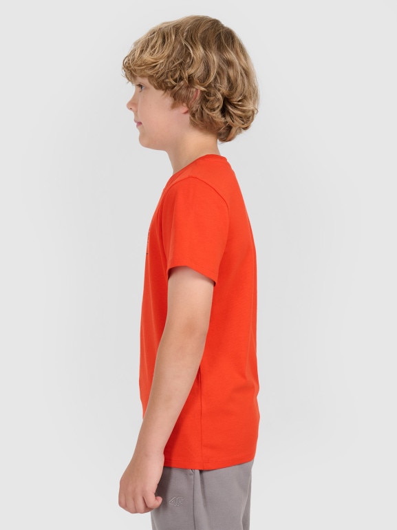 Chłopięcy t-shirt z nadrukiem 4F 4FJWAW25TTSHM2417 - czerwony