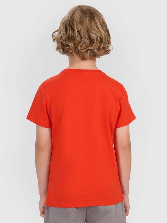 Chłopięcy t-shirt z nadrukiem 4F 4FJWAW25TTSHM2417 - czerwony