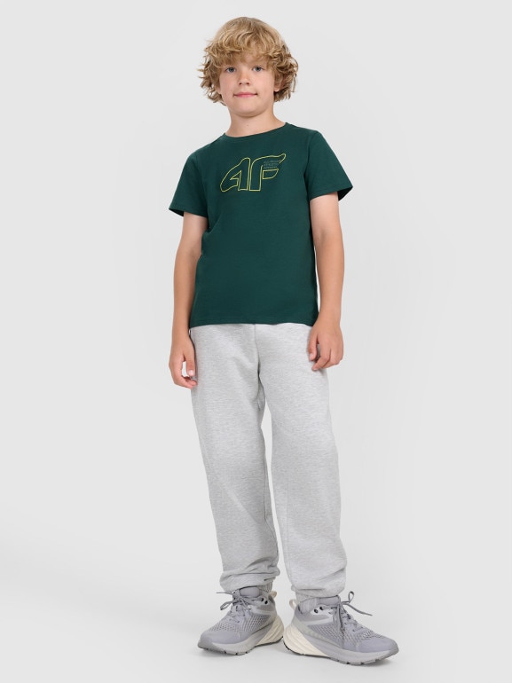 Chłopięcy t-shirt z nadrukiem 4F 4FJWAW25TTSHM2417 - zielony