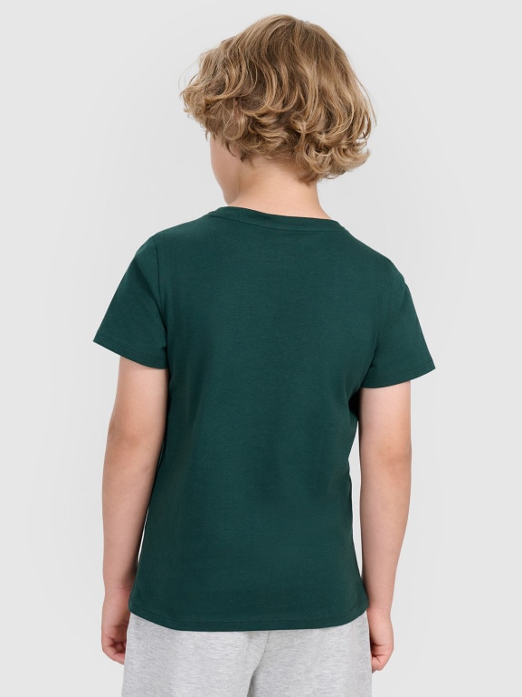 Chłopięcy t-shirt z nadrukiem 4F 4FJWAW25TTSHM2417 - zielony