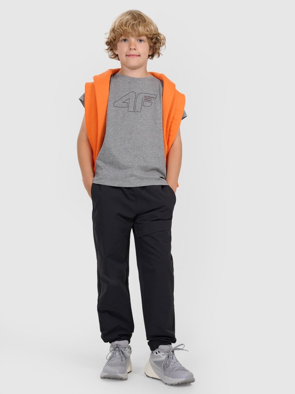 Chłopięcy t-shirt z nadrukiem 4F 4FJWAW25TTSHM2417 - szary
