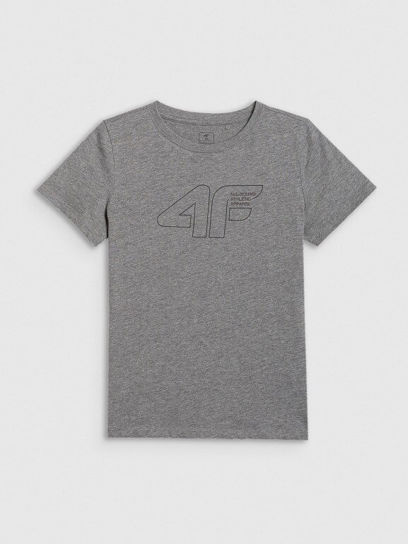 Chłopięcy t-shirt z nadrukiem 4F 4FJWAW25TTSHM2417 - szary