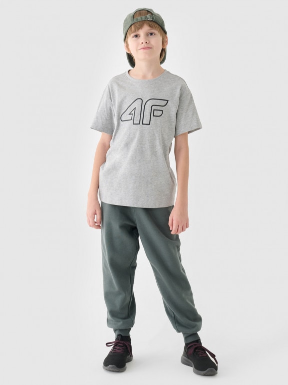 Chłopięcy t-shirt z nadrukiem 4F 4FJWMM00TTSHM2331 - szary