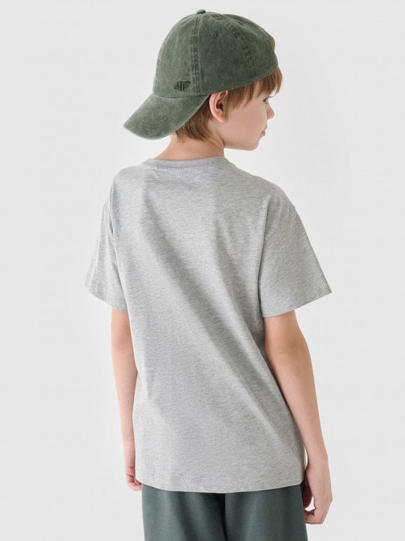 Chłopięcy t-shirt z nadrukiem 4F 4FJWMM00TTSHM2331 - szary