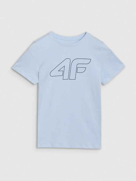 Chłopięcy t-shirt z nadrukiem 4F 4FJWSS25TTSHM2179 - niebieski
