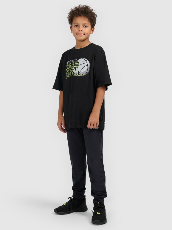 Chłopięcy t-shirt z nadrukiem 4F 4FJWSS26TFTSM1968 - czarny