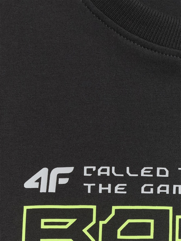 Chłopięcy t-shirt z nadrukiem 4F 4FJWSS26TFTSM1968 - czarny