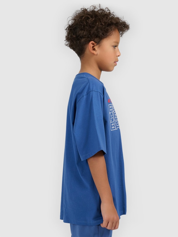 Chłopięcy t-shirt z nadrukiem 4F 4FJWSS26TFTSM1968 - niebieski