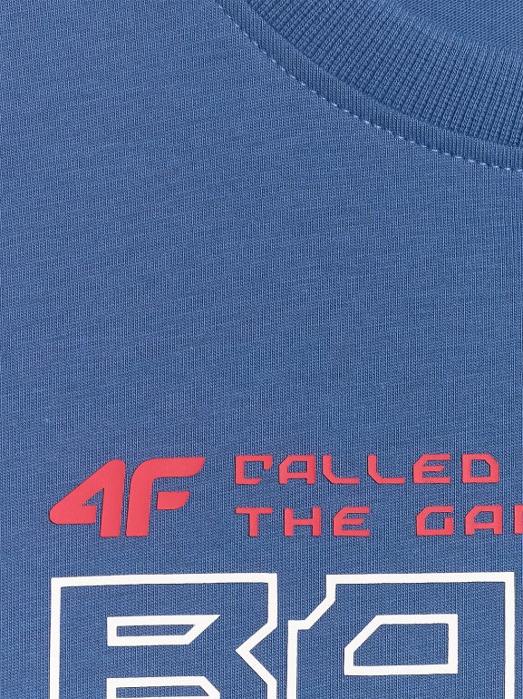 Chłopięcy t-shirt z nadrukiem 4F 4FJWSS26TFTSM1968 - niebieski