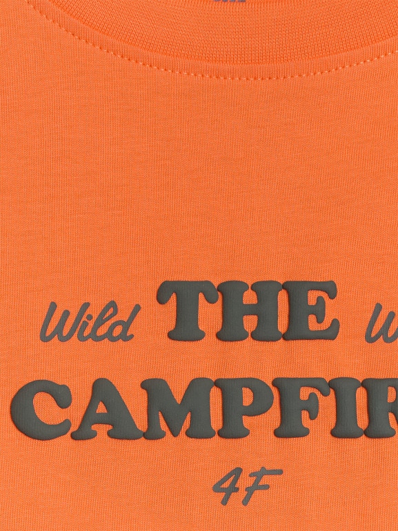 Chłopięcy t-shirt z nadrukiem 4F 4FJWSS26TTSHM2813 - pomarańczowy