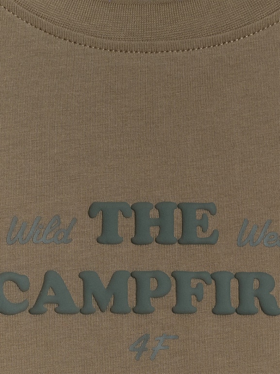 Chłopięcy t-shirt z nadrukiem 4F 4FJWSS26TTSHM2813 - khaki