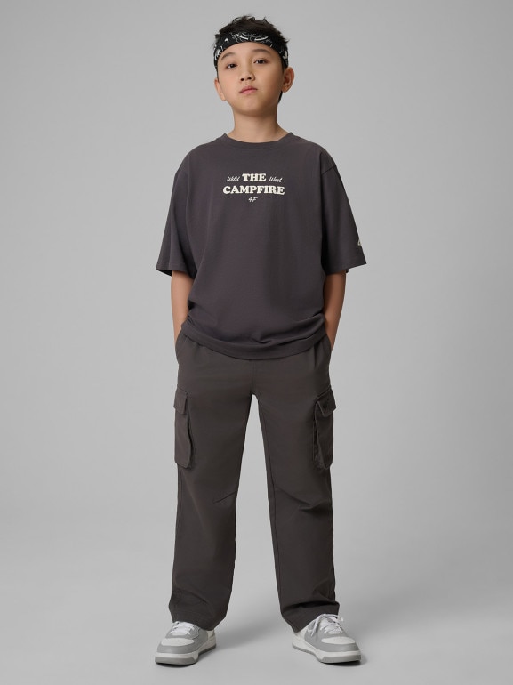 Chłopięcy t-shirt z nadrukiem 4F 4FJWSS26TTSHM2813 - szary