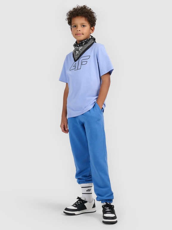 Chłopięcy t-shirt z nadrukiem 4F 4FJWSS26TTSHM3007 - niebieski