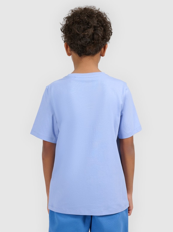 Chłopięcy t-shirt z nadrukiem 4F 4FJWSS26TTSHM3007 - niebieski