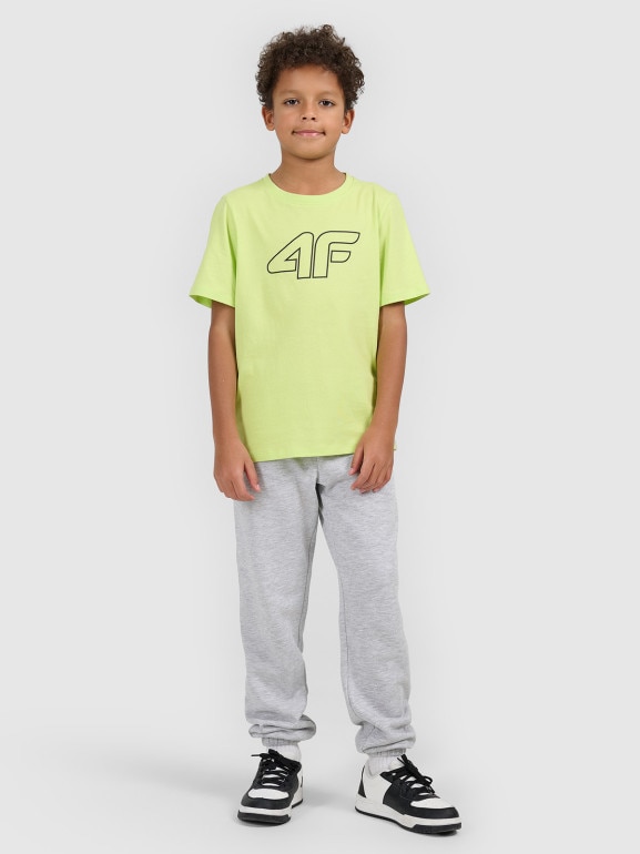 Chłopięcy t-shirt z nadrukiem 4F 4FJWSS26TTSHM3007 - zielony