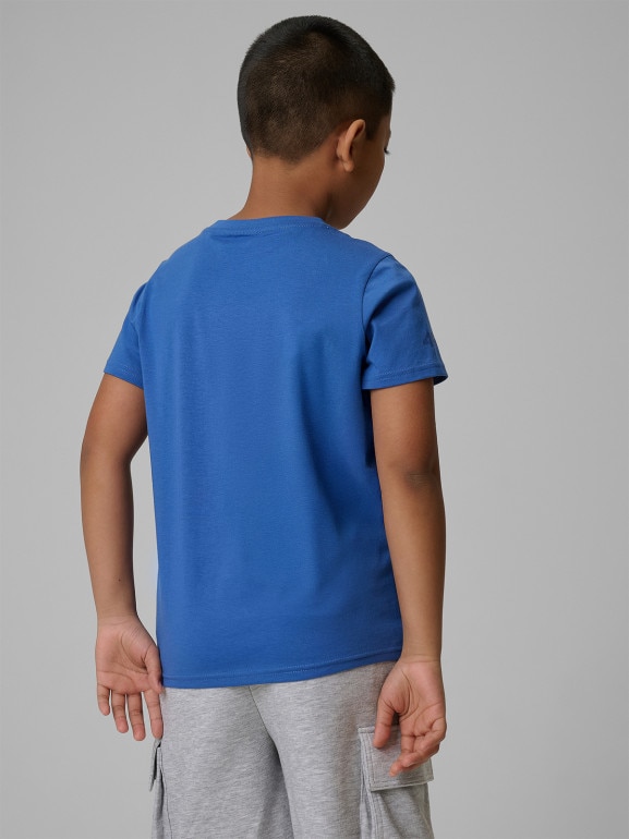 Chłopięcy t-shirt z nadrukiem 4F 4FJWSS26TTSHM3011 - granatowy