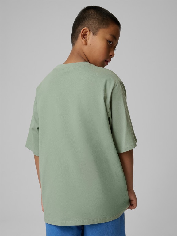 Chłopięcy t-shirt z nadrukiem 4F 4FJWSS26TTSHM3012 - zielony